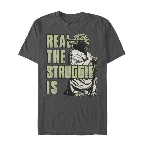 Men_s Star Wars Yoda Real the Struggle Is T-Shirt