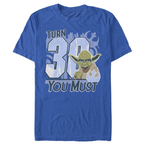 Men_s Star Wars Yoda Turn 30 You Must Rebel Logo Portrait T-Shirt