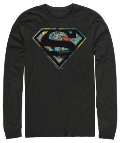Men_s Superman Action Panel Shield Logo Long Sleeve Shirt