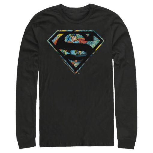 Men_s Superman Action Panel Shield Logo Long Sleeve Shirt