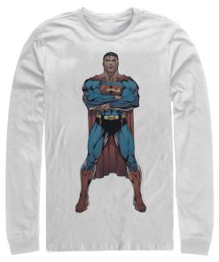 Men_s Superman Bold Hero Pose Long Sleeve Shirt