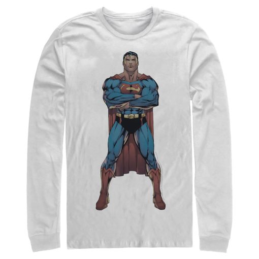 Men_s Superman Bold Hero Pose Long Sleeve Shirt