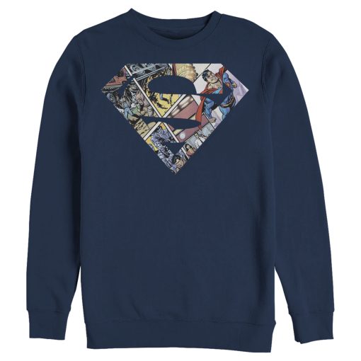 Men_s Superman Comic Panel Shield Logo Sweatshirt