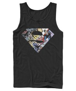 Men_s Superman Comic Panel Shield Logo Tank Top