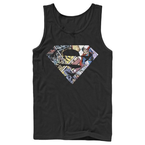 Men_s Superman Comic Panel Shield Logo Tank Top