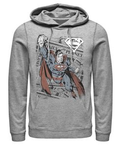 Men_s Superman Daily Planet Newspaper Pull Over Hoodie