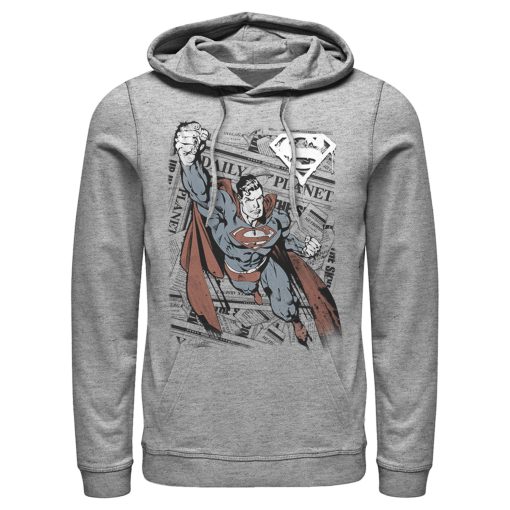 Men_s Superman Daily Planet Newspaper Pull Over Hoodie