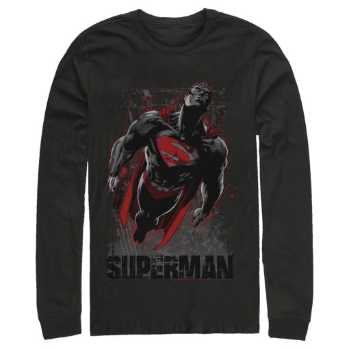 Men_s Superman Flight Looking On Long Sleeve Shirt