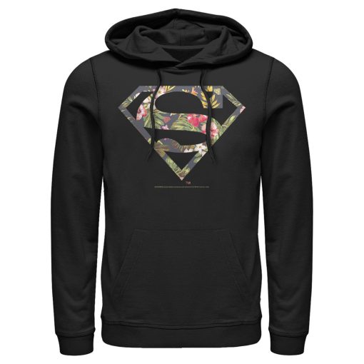 Men_s Superman Floral Shield Logo Pull Over Hoodie