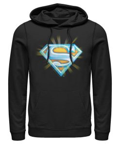 Men_s Superman Glowing Shield Logo Pull Over Hoodie
