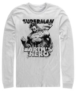 Men_s Superman Grunge Earth_s Hero Long Sleeve Shirt