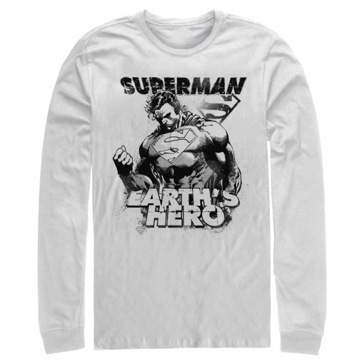 Men_s Superman Grunge Earth_s Hero Long Sleeve Shirt