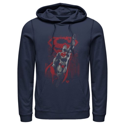 Men_s Superman Grunge Hero Flight Pull Over Hoodie