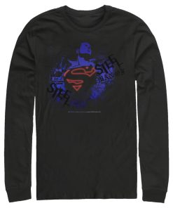 Men_s Superman Hero Graffiti Neon Print Long Sleeve Shirt