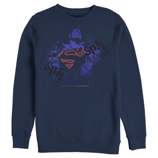 Men_s Superman Hero Graffiti Neon Print Sweatshirt