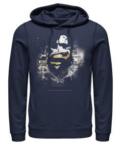 Men_s Superman Hero Graffiti Print Pull Over Hoodie