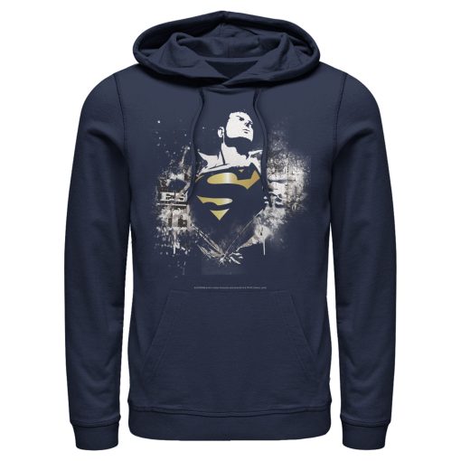 Men_s Superman Hero Graffiti Print Pull Over Hoodie