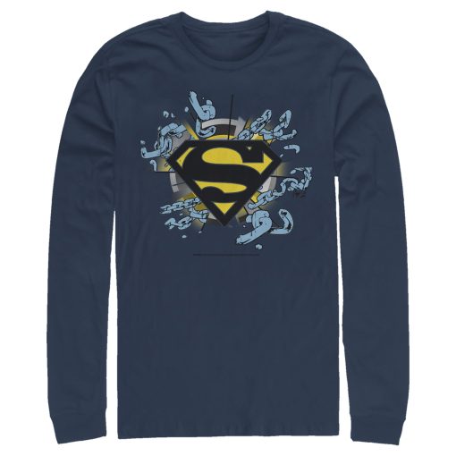 Men_s Superman Logo Broken Chain Long Sleeve Shirt