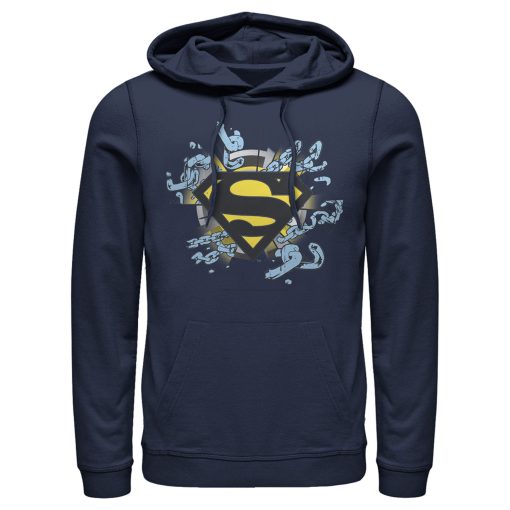 Men_s Superman Logo Broken Chain Pull Over Hoodie