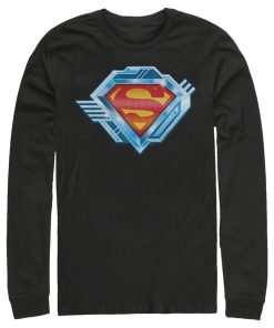 Men_s Superman Logo Chrome Machine Long Sleeve Shirt