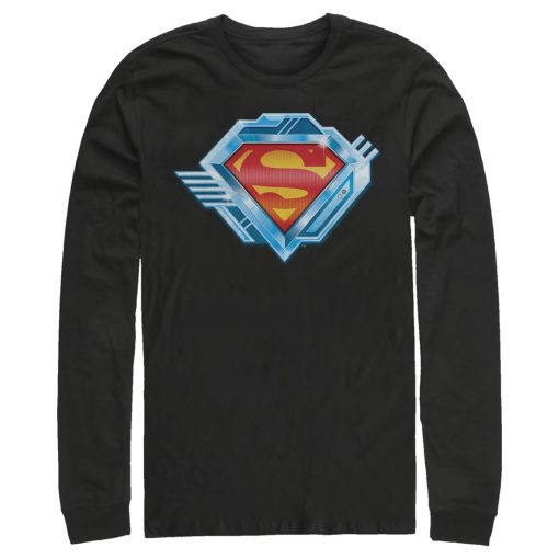 Men_s Superman Logo Chrome Machine Long Sleeve Shirt