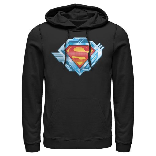 Men_s Superman Logo Chrome Machine Pull Over Hoodie