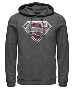 Men_s Superman Logo Grunge Pull Over Hoodie