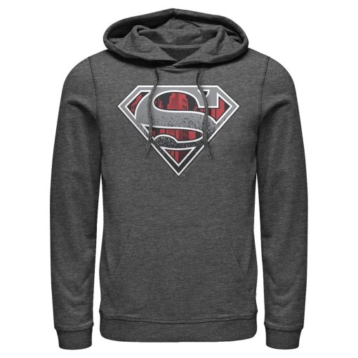 Men_s Superman Logo Grunge Pull Over Hoodie