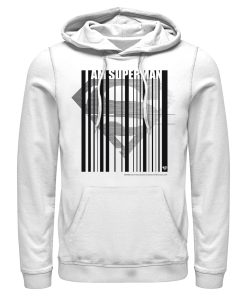 Men_s Superman Logo Hero Barcode Pull Over Hoodie