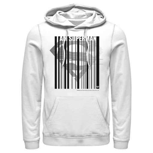 Men_s Superman Logo Hero Barcode Pull Over Hoodie