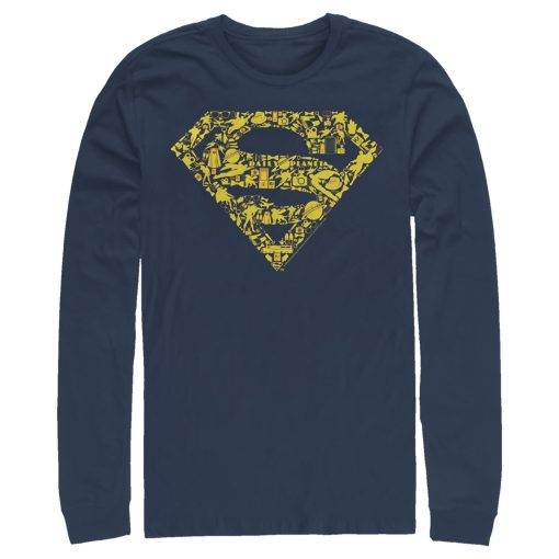 Men_s Superman Logo Icon Collage Long Sleeve Shirt