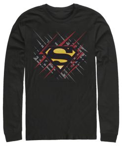 Men_s Superman Logo Lightning Long Sleeve Shirt