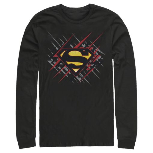 Men_s Superman Logo Lightning Long Sleeve Shirt