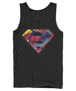 Men_s Superman Logo Paint Splatter Tank Top
