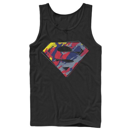 Men_s Superman Logo Paint Splatter Tank Top