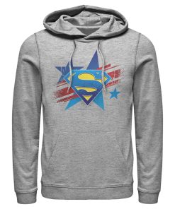 Men_s Superman Logo Patriotic Pull Over Hoodie