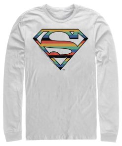 Men_s Superman Logo Retro Stripe Long Sleeve Shirt
