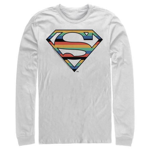 Men_s Superman Logo Retro Stripe Long Sleeve Shirt