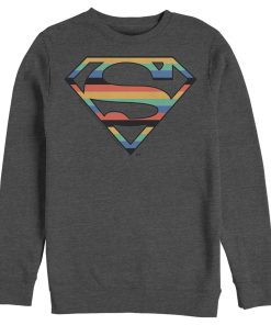 Men_s Superman Logo Retro Stripe Sweatshirt