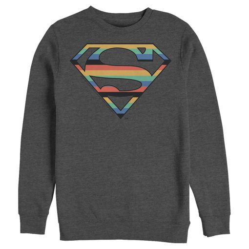 Men_s Superman Logo Retro Stripe Sweatshirt