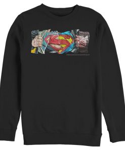 Men_s Superman Logo Ripped Paper Sweatshirt
