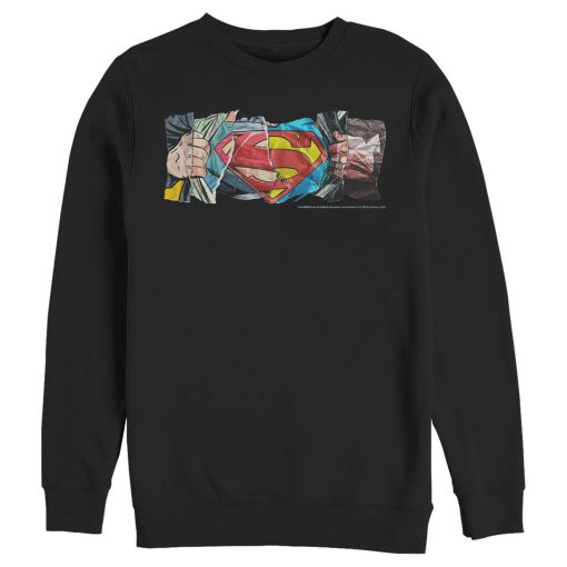 Men_s Superman Logo Ripped Paper Sweatshirt