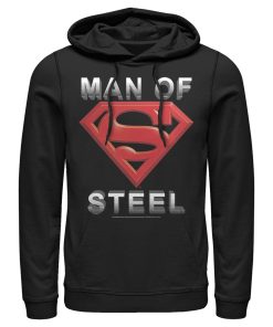 Men_s Superman Man of Steel Beveled Logo Pull Over Hoodie