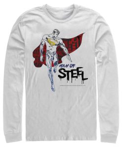 Men_s Superman Man of Steel Paint Drip Long Sleeve Shirt