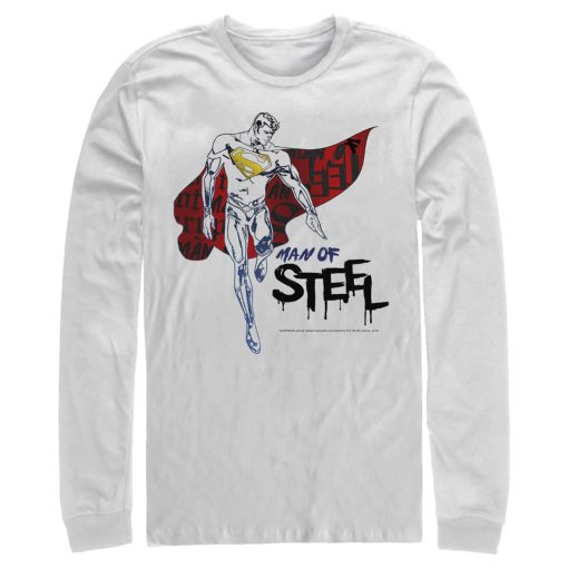 Men_s Superman Man of Steel Paint Drip Long Sleeve Shirt