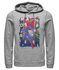 Men_s Superman Man of Steel Rainbow Pull Over Hoodie