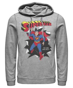Men_s Superman Only One Hero Rip Pull Over Hoodie
