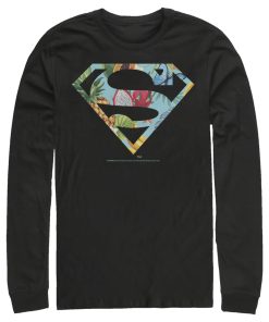 Men_s Superman Tropical Shield Logo Long Sleeve Shirt