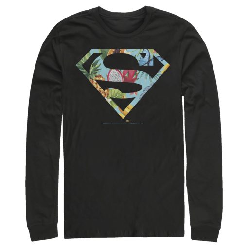 Men_s Superman Tropical Shield Logo Long Sleeve Shirt