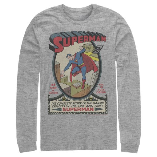 Men_s Superman Vintage Daring Exploits Cover Long Sleeve Shirt